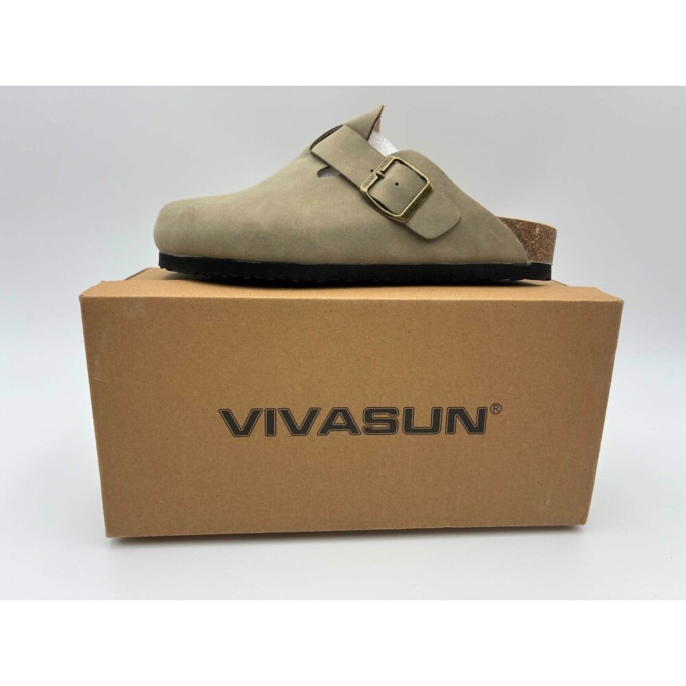 VIVASUN Clog Sandals Grey Buckle Slip On Comfort EU 36 US 6